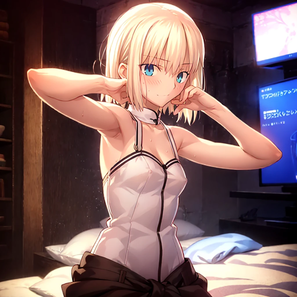 High resolution, 最high resolution,high resolution,{Things to know_f de staynightufotable:1.15}, Rubio_ Best Quality, masterpiece, フルnude,Sweatだく,Blushing,smile,Armpitアップ,Sweat,Armpitを広げて見せている,bed,Moist,Blonde,whole body,pubic hairあり,Love juice,Armpit,side,sideの下,Armpitの下,sideアップ,Sweatをかいている,sideSweat,Upper Body, 1 person,sideズーム,Armpitズーム,Armpitを見せつける,sideを見せつける,両Arms behind head,nude,Raise your arms, Inner cavity reflection,whole body,Two arms,Alone,sexy,1 personだけ,Looking at me,膣からsemenが垂れている,front,pubic hair,Obscene lines,Ray tracing,Slender body,E Cup,Embarrassing,Armpit強調,side強調,ArmpitSweat,sideSweat,Wet Skin,Open your mouth,Noise Reduction,((Place your hands behind your head)),Emphasis on the crotch,Chest Enhancement,stage,Perfect lighting,体をfront,Look up,looking at the camera,真front,I don't want to go away.,体をfront,両Raise your arms,両Arms behind head,Embarrassing,Hands behind head,Hotel Rooms,bedの上,全naked,naked,膣からsemenが垂れている,bedに横たわる,,フルnude,オイルを塗ったテカテカのsideの下を見せる、オイルを塗った光沢のあるsideの下:1.30、Surreal、sideの下、オイルを塗った光沢のあるsideの下:1.30、光沢のあるsideの下、オイルを塗ったぬるぬのsideの下:1.30、ぬるぬるした光沢のあるsideの下:1.20、明るく詳細なsideの下、sideの下の細かいシワ:1.7、リアルなsideのシワ:1.7、sideの下を照らす光:1.4、side毛穴の細部まで), Armpit見せポーズ,side見せポーズ,Nipples,Nipplesが立っている,No clothes,素っnaked,Armpitアップ,sideアップ,NaughtyなArmpit,Naughtyなside,Sweat,Naughty,Arms behind head,Armpitを広げる,sideを広げる,Embarrassed look,Love juiceが垂れている,NaughtyなPussy,体をfrontへ,pubic hairが生えている,pubic hair,semen,semenまみれ,Naughtyな体,Naughtyな身体,NaughtyなPussy,Naughtyなgenital,genital,NaughtyなPussy,Naughtyなnaked,Naughtyなnaked体,Naughtyな肉体,Naughtyなボディー,恥ずかしそうにArmpitを見せている,恥ずかしそうにsideを見せている,lotion,lotionまみれ,Vaginal fluid,Vaginal fluidが垂れている,Love juice,Love juiceが垂れている,semenでベタベタ,Sticky with semen,Sperm,Spermまみれ,Spermでベタベタ,Pussy,Pussyを見せつける,Pussy,Pussyを見せつける,Embarrassed look,Groinにタトゥー,Groin,View your viewers,genital,女genital,湿ったArmpit,湿ったside,smile