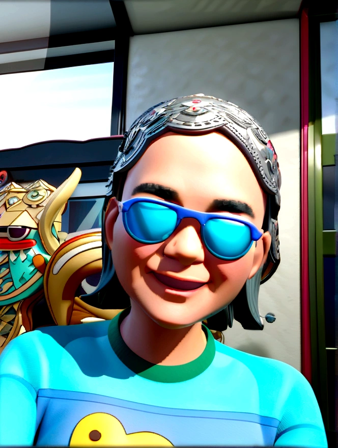 Cartoon character of a man in sunglasses and blue shirt, animation character, stylized character, animation style rendering, 3d stylized, Arnold Maya rendering, Stylized 3D rendering, toon render screenshot, 3d character, 3d character, Stylized 3D rendering, 3D character rendering, cartoon character, Personagem de close up, character posing, (Pixar-style) (master part:1.2) (bokeh) (best qualityer) (skin detailed) (detailed texture) (8K) (Argilla) (cinematic lighting) (sharp focus