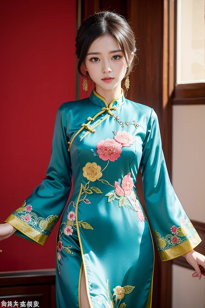 The new Chinese cheongsam combines the elements of traditional cheongsam with modern design concepts，It retains the gentle temperament of cheongsam，Incorporating a sense of fashion。Here are some recommended new Chinese cheongsam styles:，Suitable for showing gentle temperament：Delicate embroidery cheongsam：Choose a cheongsam with delicate embroidery，Such as flowers、Embroidery of vines or abstract patterns，These details can increase the artistic sense and refinement of the cheongsam。The color of the embroidery contrasts with the color of the fabric，It can highlight the beauty of embroidery。
