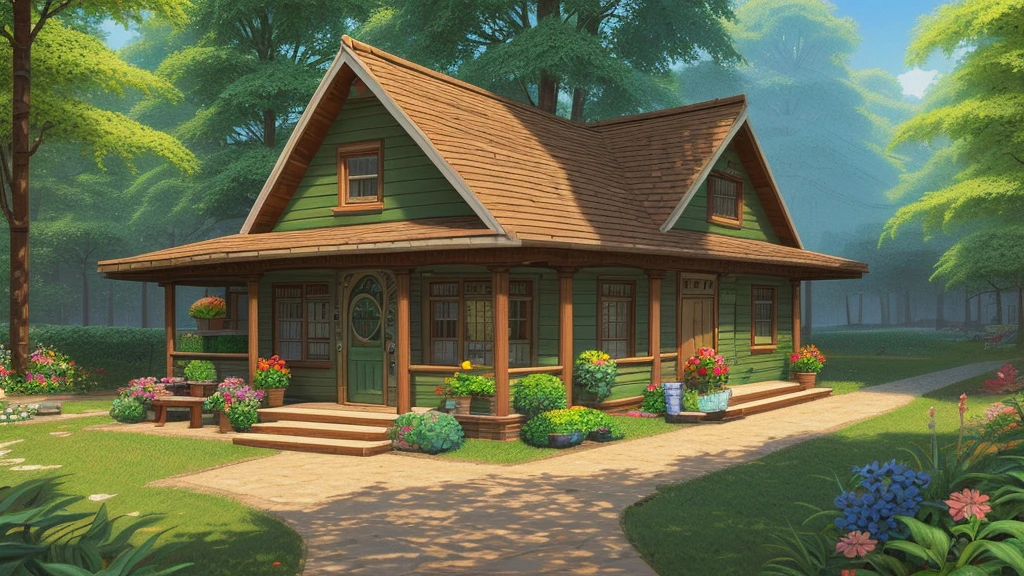 there is a small house with a lot of plants growing on it, a digital painting by senior artist, cg society contest winner, pixel art, cozy cafe background, highly detailed digital painting, very detailed digital painting, digital painting highly detailed, beautiful detailed pixel art, cozy place, overgrown place, painted in anime painter studio, hq very detailed