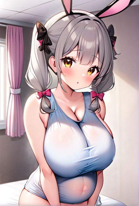 Bunny girl,Big Breasts,Pregnant women,Pregnant belly,Multiple births,Gray Hair,Twin tails