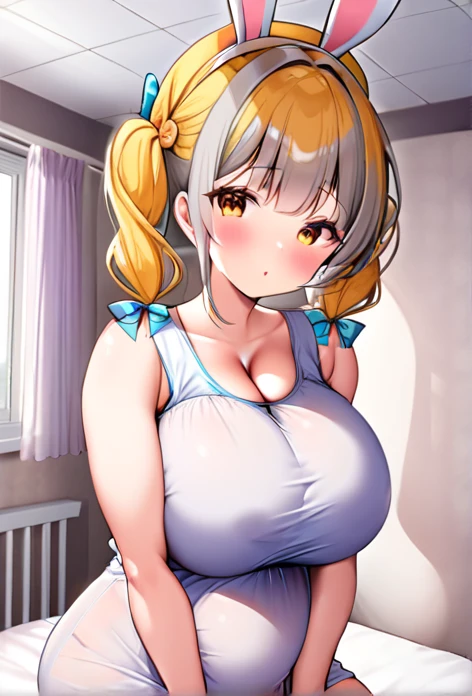 Bunny girl,Big Breasts,Pregnant women,Pregnant belly,Multiple births,Gray Hair,Twin tails