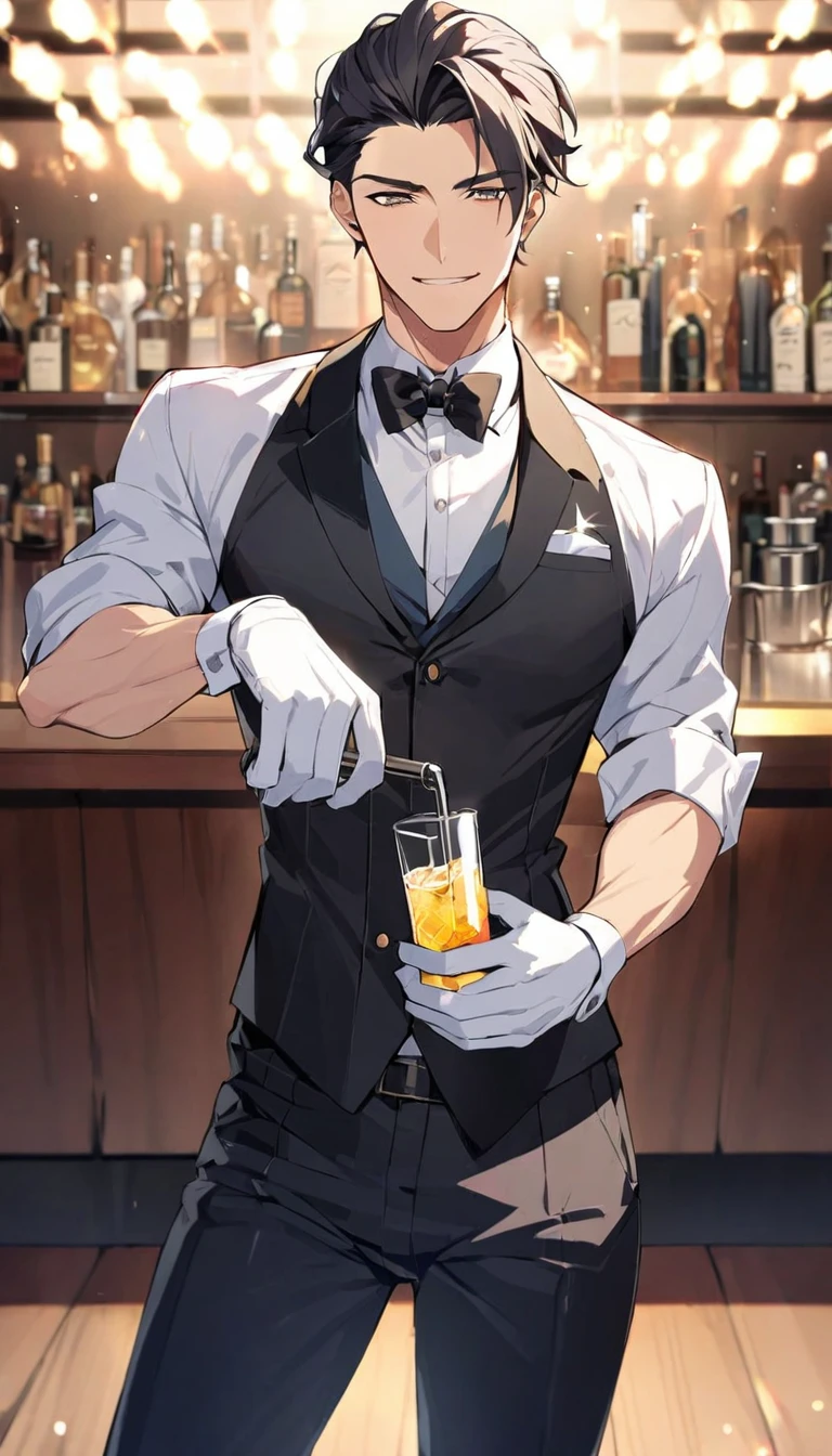 Handsome，bartender，whole body，