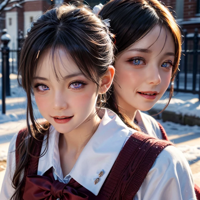 ExtremelyDetailed KAWAII SchoolGirls standingFullBody in glowing snow dust, Stunning detailed eyes, beautiful detailed lips, extremely detailed eyes and face, detailed snow fairy in (School Uniform), (glowing snowflakes), intricate snowy background, ethereal and magical lighting, cinematic composition, (best quality,4k,8k,highres,masterpiece:1.2),ultra-detailed,(realistic,photorealistic,photo-realistic:1.37)