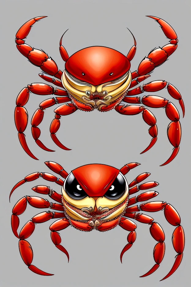 a crab character, cartoon crab, cute crab, whimsical crab, crab mascot, crab icon, stylized crab, anthropomorphic crab, crab with personality, crab in fantasy setting, detailed crab illustration, colorful crab design, crab with expressive features, crab in playful pose, crab in vibrant colors, crab in unique costume, crab with accessories, crab in dynamic composition, crab with intricate patterns, imaginative crab character
