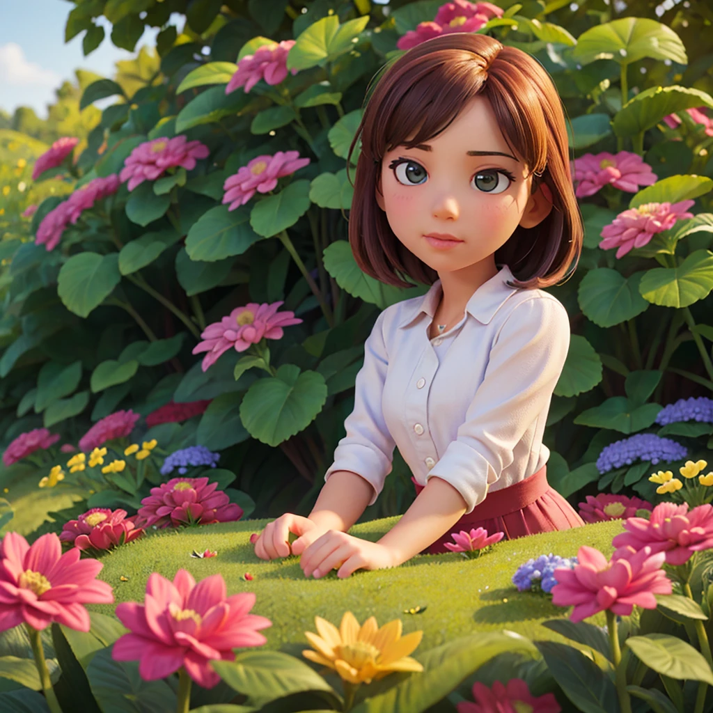 A beautiful girl and a handsome boy in a lush, colorful flower garden, (best quality,4k,8k,highres,masterpiece:1.2),ultra-detailed,(realistic,photorealistic,photo-realistic:1.37),intricate details,cinematic lighting,vibrant colors,romantic atmosphere,boy with striking features,girl with delicate features,warm afternoon sunlight,blooming flowers,winding paths,picturesque landscape,peaceful ambience,nature scenery