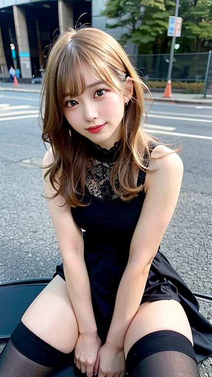 (8K, RAW Photos:1.2),Detailed face and eyes,最high quality, Ultra-high resolution, Very detailed ,Intricate details ,Tabletop ,pretty girl , Soft cinematic light, Hyper Detail,Sharp focus, high quality, outside,Bobcut,Blonde,Browsing Caution, Smile, zettai ryouiki, Skirt, Sit on a chair, Spread your legs, Showing panties