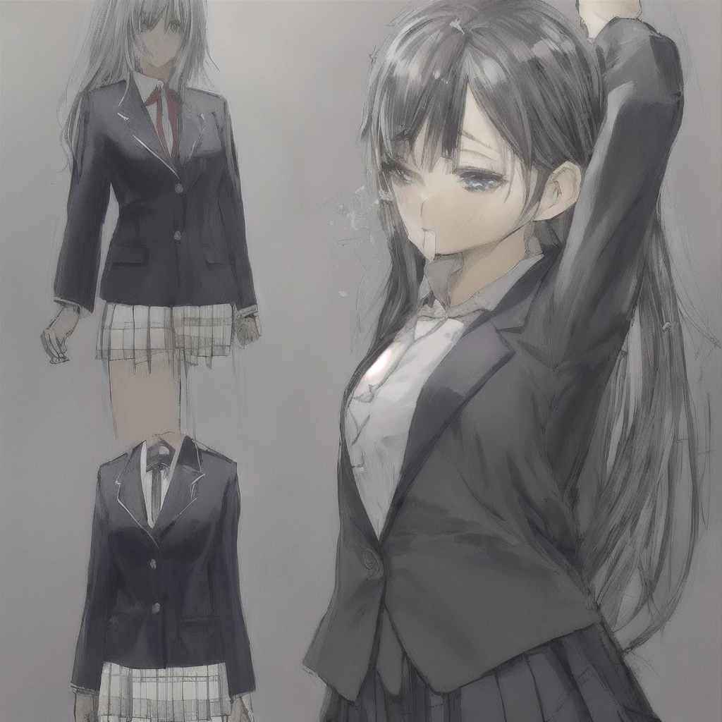 Anime character with long hair and suit, JK Uniform, 現実的なhigh school girl, Kantai Collection Style, beautiful anime high high school girl, a Surreal , Surreal , Smooth anime CG art, Anime full body illustration, Yandere. expensive, Anime Concept Art, Detailed Anime Character Art, high school girl, Japanese , wear 