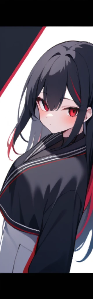 Girl with half red and black hair