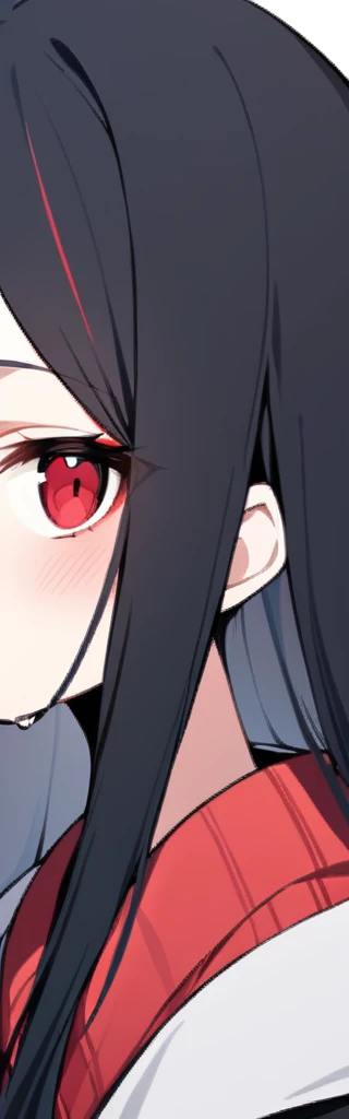 Girl with half red and black hair
