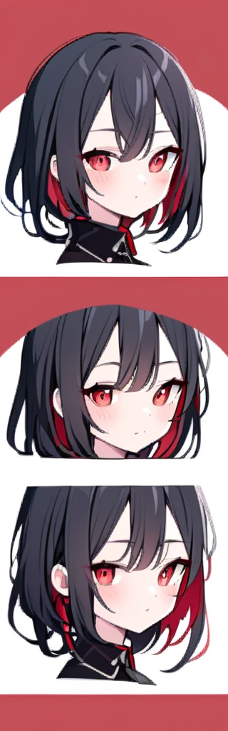 Girl with half red and black hair