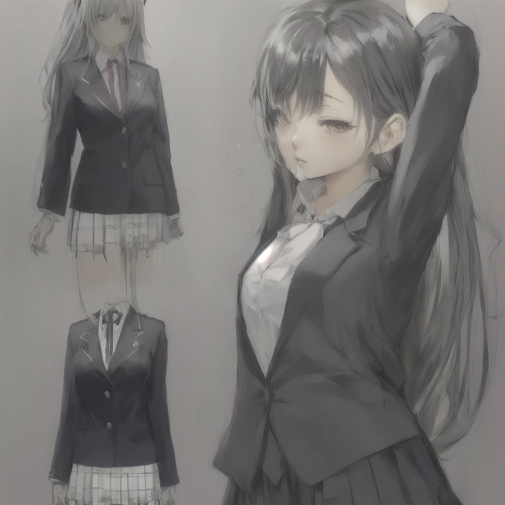 Anime character with long hair and suit, JK Uniform, 現実的なhigh school girl, Kantai Collection Style, beautiful anime high high school girl, a Surreal , Surreal , Smooth anime CG art, Anime full body illustration, Yandere. expensive, Anime Concept Art, Detailed Anime Character Art, high school girl, Japanese , wear 