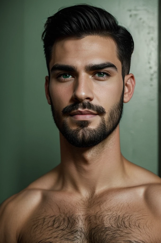 He is a man, he is 29 years old., Very manly, seductive look, Is high, he is güero, Short black hair, bushy eyebrows, green eyes, fine nose, fine lips, You can see the Adam&#39;s apple on his neck, half sucked, He has a phoenix tattoo on his chest 