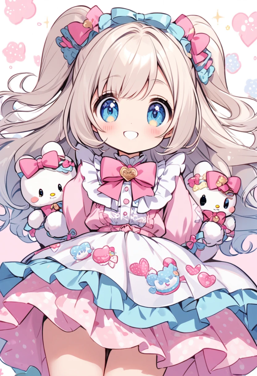 Cute smiling girl in flowing skirt, Sanrio