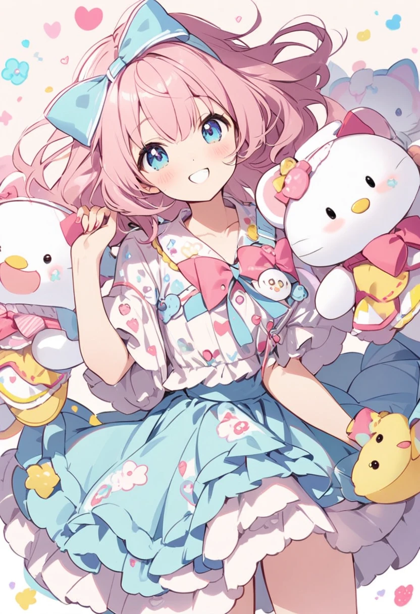 Cute smiling girl in flowing skirt, Sanrio
