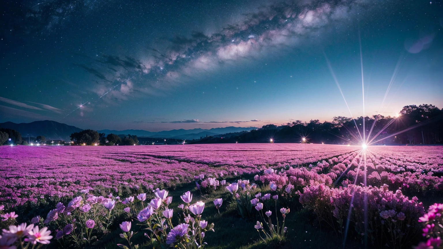 star々The sparkling night sky,Transparency,Spectacular landscapes,A delicate touch,Sparkling flower fields in the daytime,Contrast,