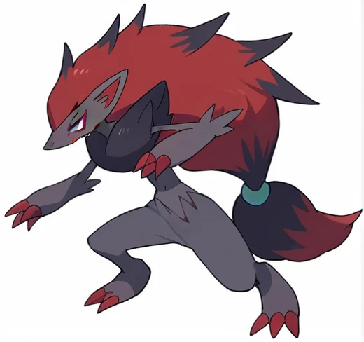 Pokemon Zoroark in a maid dress blushing out of embarrasment