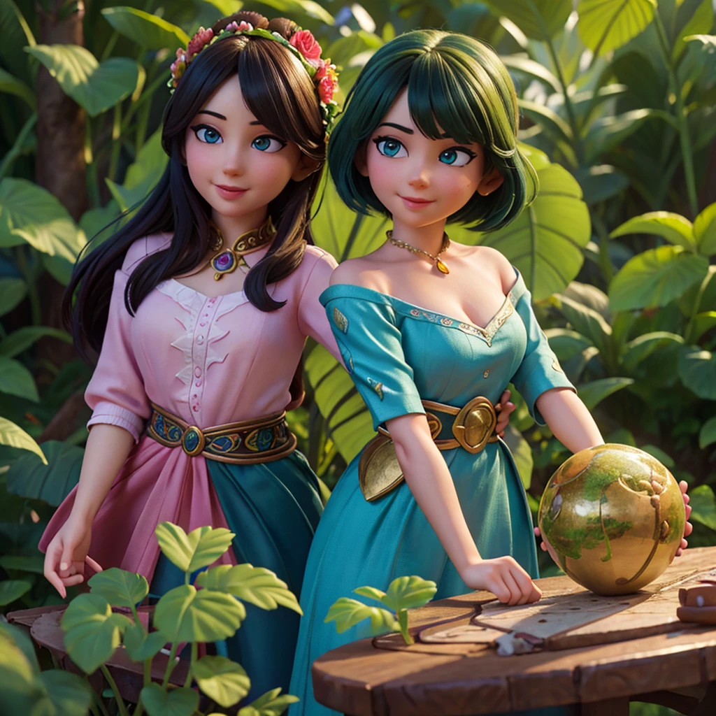A smiling boy and girl in a lush, vibrant flower forest, beautiful detailed eyes, beautiful detailed lips, extremely detailed eyes and face, longeyelashes, elegant poses, stunning lighting, intricate floral patterns, vibrant colors, (best quality,4k,8k,highres,masterpiece:1.2),ultra-detailed,(realistic,photorealistic,photo-realistic:1.37),fantasy,concept art,cinematic lighting