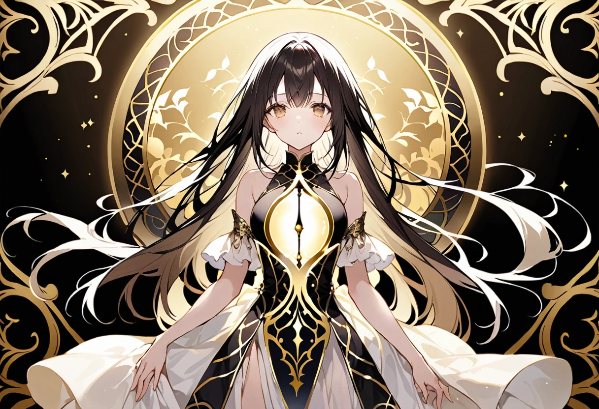 Hourglass Dresses、Underboob、非常に機械仕掛けでgod々A delicately crafted background、gold background、god、𓀀