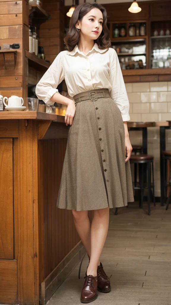 40s Showa era women clear beautiful beautiful Stylish Coffee shop skirt