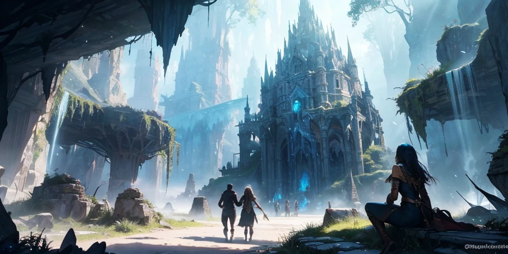 "(author:Greg Rutkowski: 1.2), (masterpiece), (best quality), extremely Beautifully and beautiful, illustration, (Fantasy Landscape), A mesmerizing Fantasy Landscape with enchanting elements blending seamlessly. (The majestic Crystal Cave mine), Huge crystals, Decorated with vibrant blue light,Reflecting the surroundings. There is a sense of tranquility and wonder in the air, Invite to explore and discover, Depth of Field, Human Development Report, complex, Beautifully"