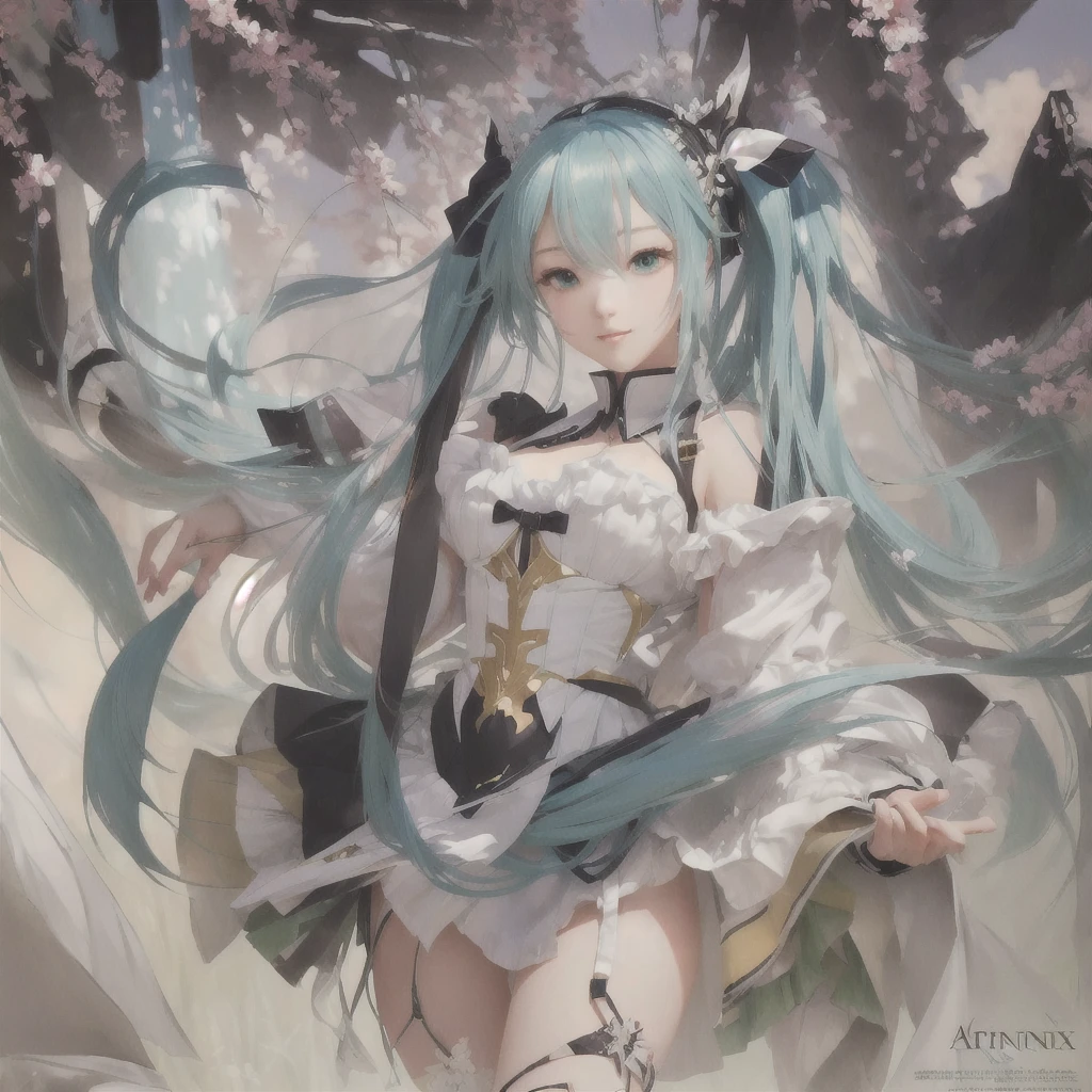 Anime girl with long hair and blue eyes in a field, artstation pixivでトレンド, Digital art on pixiv, Portrait of Hatsune Miku, Hatsune Miku portrait, Zerochan Art, pixiv Contest Winner, mikudayo, Highly detailed official artwork, From Arknights, Official Anime Artwork, Beautiful anime art, guweiz on pixiv artstation
