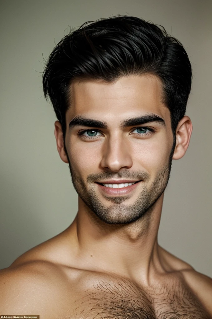 He is a man, he is 29 years old., U.S. citizenship, seductive look, Is high, he is light colored, Short black hair, bushy eyebrows, green eyes, fine nose, fine lips, Has a beautiful smile, You can see the Adam&#39;s apple on his neck, half sucked, He has a phoenix tattoo on his chest 