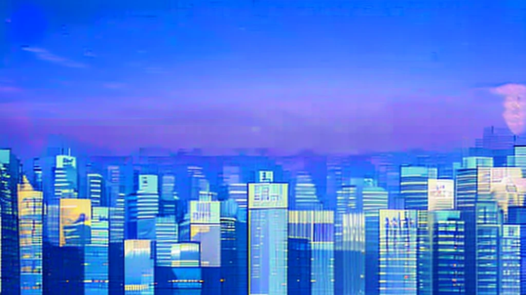 sunset in the city, skyscrapers, beautiful sky, no human in there