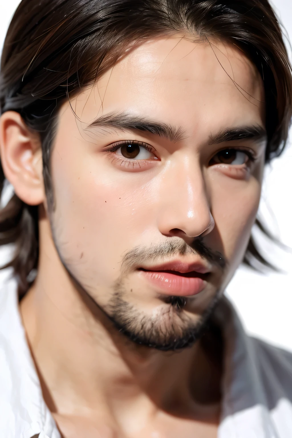 One boy,Handsome man,face,beard,White Background,