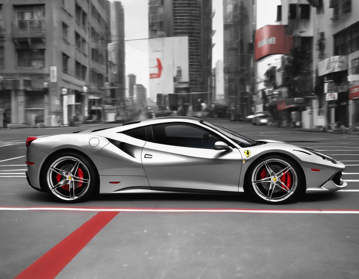 UP vehicles, Ferrari red, With sports rim 17, Tires 215, reduce, With chrome exhaust pipe, dark windows, There&#39;s a horse painted on the hood, high resolution