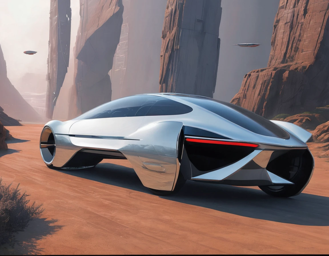 organic shape deep future car, highly futuristic