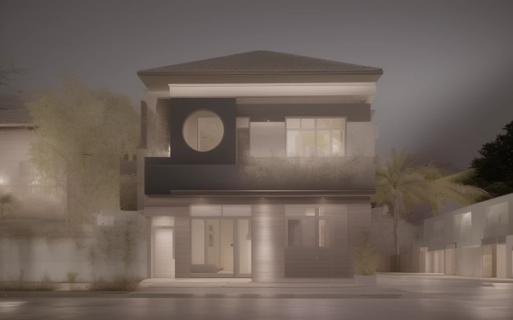 1 morden architect, main material by white wall and wood, 1large yard, 1 road runs in front of the house, (RAW photo, real, best quality, masterpiece:1.2), look morden minimalist, 1 road in front of the house, dynamic lighting:1.3, (hyper realistic, photo-realistic:1.2), high quality, (dark lighting:1.2), perfect lighting, archdaily, no human