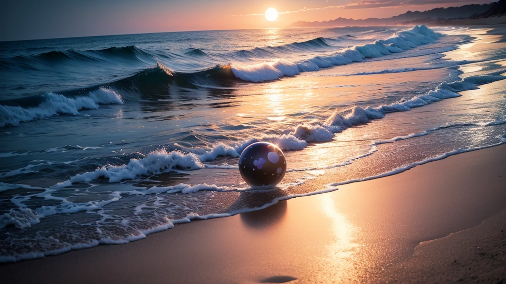 Arad image of beach with pebbles and shiny stones, Amazing light reflection, The glow of the refracted moon, Magical Beach, Bioluminescent sphere, author：Alexander Kucharsky, author：Alexei Venezhanov, Beautiful moonlight, Beautiful moonlight, author：Jan Rustam, White moon landscape on sandy beach, Breathtaking composition, ocean specularism, Shining Reflection --Automatic