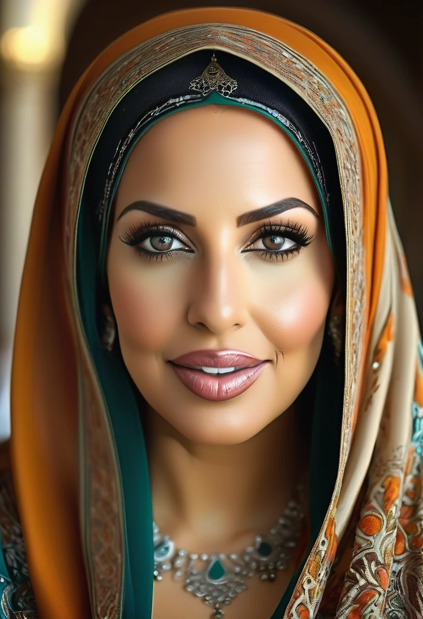 top quality, masterpiece, 8k, realistic, graphic, natural light, slutty beautiful Arabic mature lady , 45yo,beautiful lady looking at camera, very detailed face and skin texture, very detailed eyes, Arabic traditional wedding wear , hijab , mosque , beautiful hair, (symmetrical hair length), (straight hair), huge saggy tits , open mouth ,dark skin ,look like Alyssa Arce mosque , beautiful hair, (symmetrical hair length), (straight hair), huge saggy tits , open mouth ,dark skin , Look like Maitland Ward