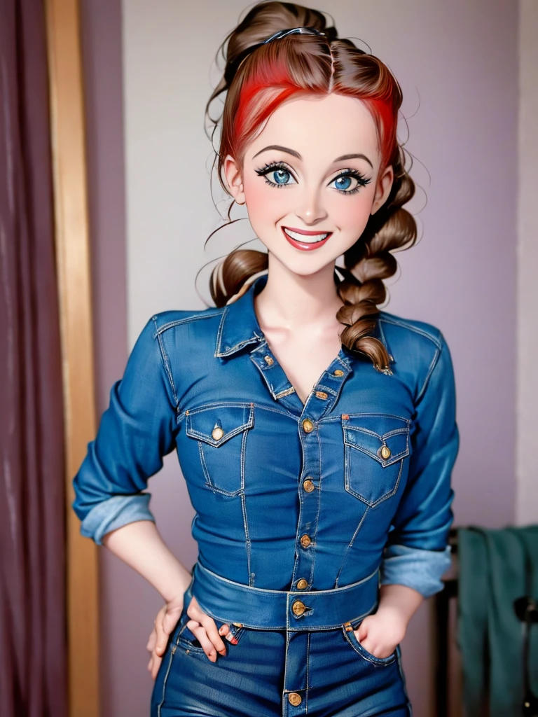 arafed photo of a woman with a ponytail and a jacket, in her early 20s, 1 9 4 0 s haircut, in her early 3 0, 1940s, 1 9 4 0 s, young dolly parton, ww2 era, by Albert Welti, circa 1940s, 1940's photography