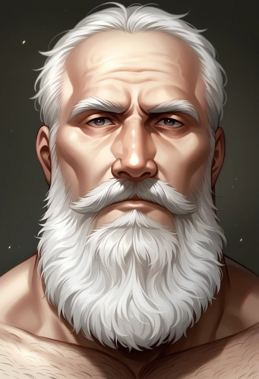 a close-up of a man with a beard and mustache, neat white bearded and hair, white hair and beard, an ancient male bearded face, white hair and white bearded, full white bearded, long white bearded, white bearded, short white bearded, long white hair and beard, bald head and white bearded, long white hair and white bearded, portrait ultra detailed