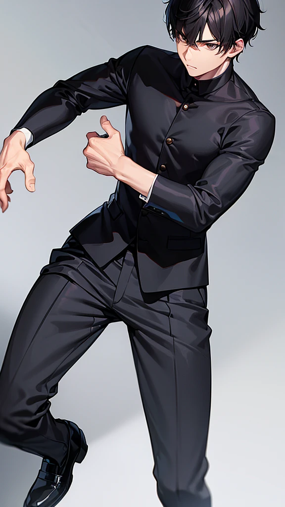 Man, elegant, short black hair, brown eyes , silky hair , 20 years, Rough man, very short Hair, Man, 