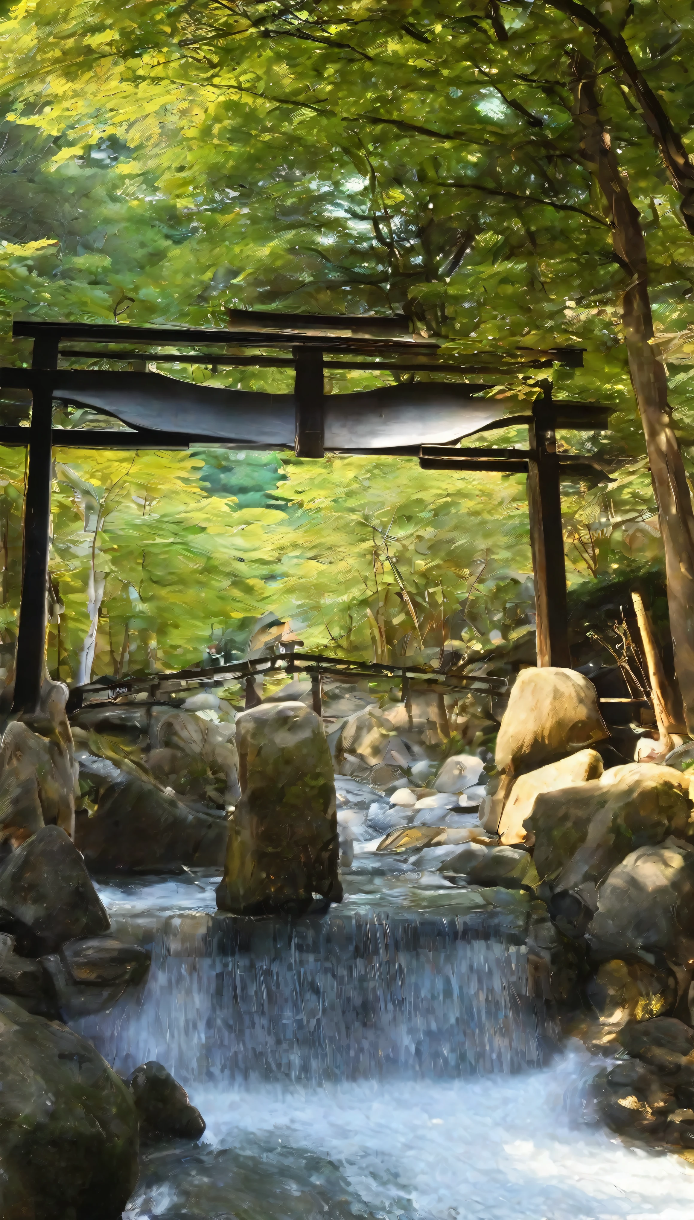 with high definition images，The gentle beauty of the images makes it seem as if you can hear the babbling of the Misuzu River inside the Ise Shrine.，The water is crystal clear，The beauty of the river。It&#39;s flowing slowly