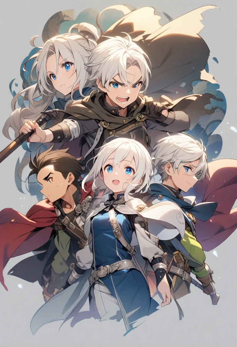 Chico, White hair, blue eyes, and cape