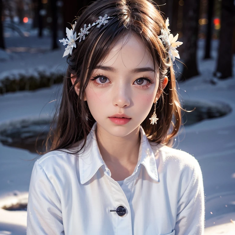 ExtremelyDetailed KAWAII SchoolGirls standingFullBody in glowing snow dust, Stunning detailed eyes with (Sparkling Highlights:1.28), beautiful detailed lips, extremely detailed eyes and face, double eyelids with Detailed Long Eyelash, rosy cheeks, Radiant PearlSkin with Transparency, detailed snow fairy in (School Uniform with Coat), (glowing snowflakes:1.32), intricate snowy background, ethereal and magical lighting, cinematic composition, (best quality,4k,8k,highres,masterpiece:1.2),ultra-detailed,(realistic,photorealistic,photo-realistic:1.37) (FullBody:1.28)