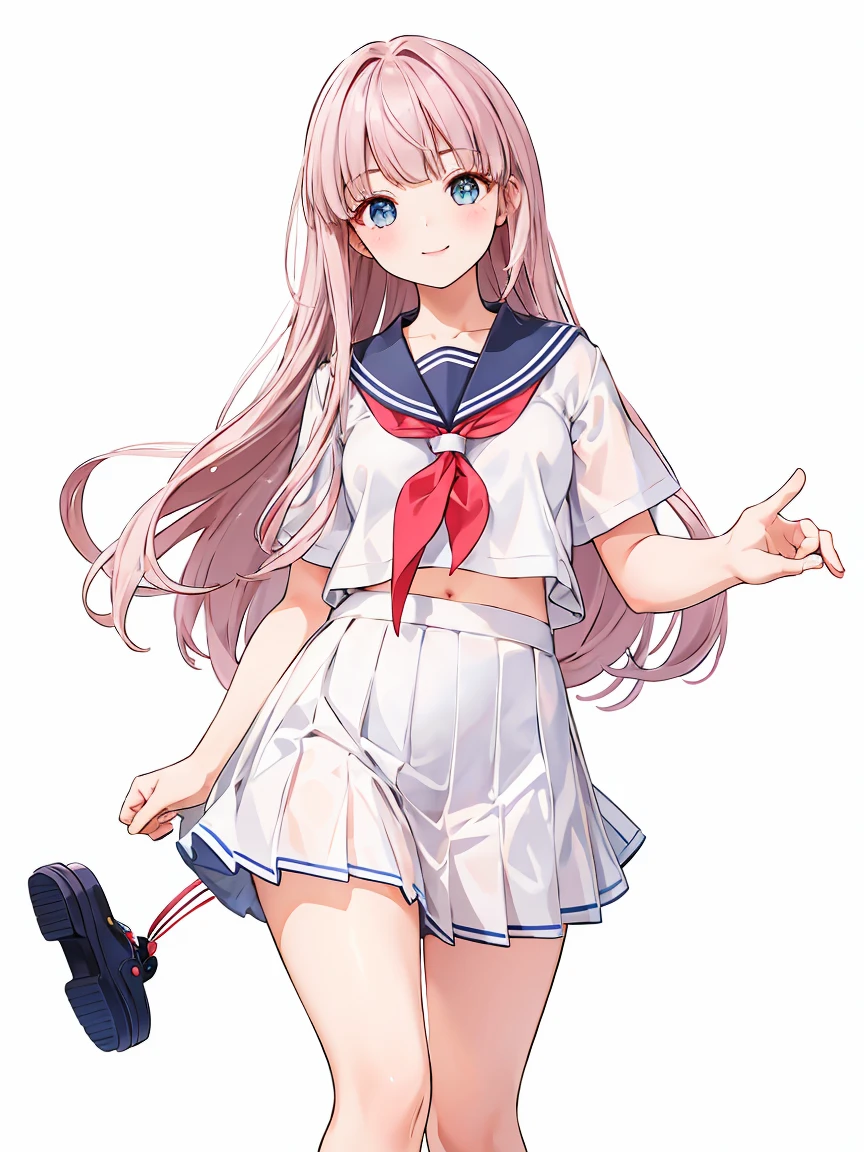 Full body ,1 girl, cute, , smile, Look at the viewer., sailor suit, Seifuku, photograph, realistic, best quality, hired, detailed face, classroom, Detailed background, Diffused light, depth of field, Bokeh, (white background), Transparent background, looking down, ((masterpiece, illustration, best quality))