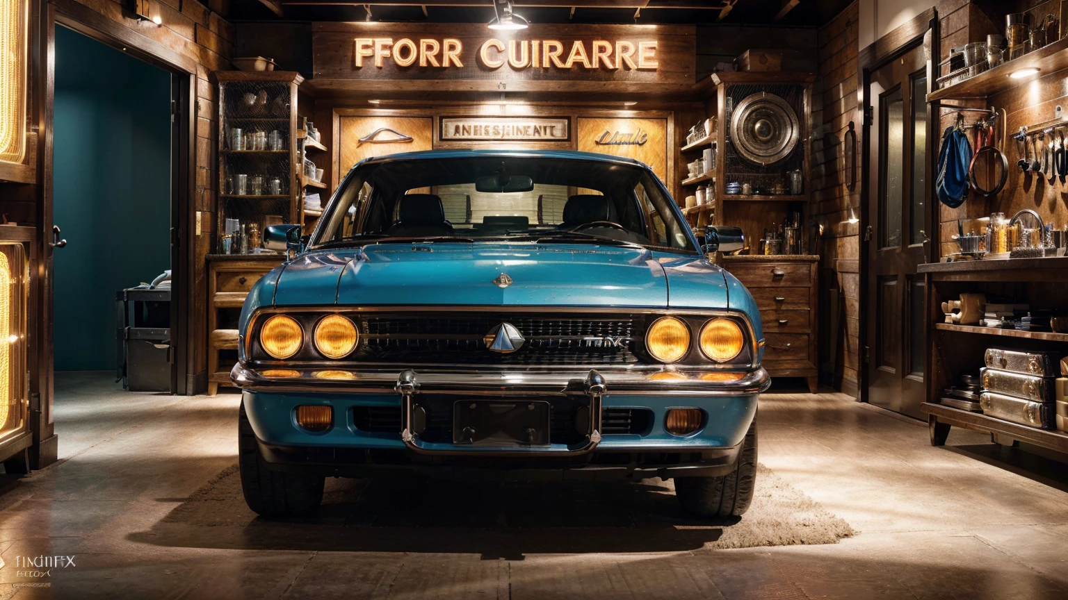 (create an ultra-high definition, hyper-realistic, highly detailed, high-quality image, sharp focus, professional lighting, vivid colors, warm tones and intricate details, representing in detail a restoration workshop with neon signs, advertising signs, cylinders, tool cabinet, tool rack, bicycle, lively atmosphere and relaxed attitude, meticulously capturing every intricate detail). Fujifilm XT3 sharp focus, professional lighting, vivid colors, intricate details, film grain, Fujifilm XT3 realistic painting art, f5.6, physically-based rendering, natural lighting, cinematic lighting ,dramatic lighting, professional, dynamic movement, colorful lighting, vibrant colors, studio lighting, professional photography, cinematic composition, symmetrical framing, landscape, (best quality,4k,8k,16k,Highest,masterpiece:1.2),(realistic,photorealistic,photo-realistic:1.37), (extremely detailed CG unit, 16k wallpaper), (ultra-high definition, hyper-realistic, highly detailed, high-quality image, sharp focus, professional lighting, vivid colors and intricate details), Utilize state-of-the-art deep learning models and adjust parameters according to quality metrics such as Structural Similarity (SSIM) and Perceptual Loss to create an image that is indistinguishable from a real, high-quality photograph,h, (fine-tuning), (be creative),