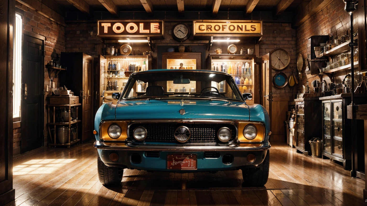 (create an ultra-high definition, hyper-realistic, highly detailed, high-quality image, sharp focus, professional lighting, vivid colors, warm tones and intricate details, representing in detail a restoration workshop with neon signs, advertising signs, cylinders, tool cabinet, tool rack, bicycle, lively atmosphere and relaxed attitude, meticulously capturing every intricate detail). Fujifilm XT3 sharp focus, professional lighting, vivid colors, intricate details, film grain, Fujifilm XT3 realistic painting art, f5.6, physically-based rendering, natural lighting, cinematic lighting ,dramatic lighting, professional, dynamic movement, colorful lighting, vibrant colors, studio lighting, professional photography, cinematic composition, symmetrical framing, landscape, (best quality,4k,8k,16k,Highest,masterpiece:1.2),(realistic,photorealistic,photo-realistic:1.37), (extremely detailed CG unit, 16k wallpaper), (ultra-high definition, hyper-realistic, highly detailed, high-quality image, sharp focus, professional lighting, vivid colors and intricate details), Utilize state-of-the-art deep learning models and adjust parameters according to quality metrics such as Structural Similarity (SSIM) and Perceptual Loss to create an image that is indistinguishable from a real, high-quality photograph,h, (fine-tuning), (be creative),