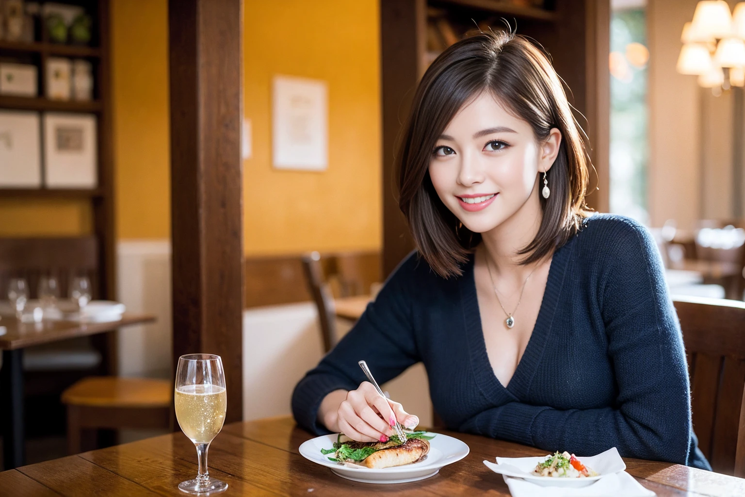 ((Highest quality、8K、masterpiece:1.3))、cute、slimカップル、modelカップル、(Realistic, Intricate details:1.2), full-course dinner、Wine Party、Amazing view of the sunset sky and clouds、A bright smile、The wonderfulness of smile、Bright image、The beauty of wine, Beautiful Face, blue eyes, The light shines on your face, Blushing, short hair,Bright Face、 (Age 37), Age 34, red wine 、Appetizers、Italian food、Wine bottle、Champagne、sparkling wine、Two beauties、Brown Hair、Shortcuts、Long sleeve shirt、dress、Beautiful woman 1, (slimな顔), (The body is slim), (Brown Hair), (Shortcuts), cheeks turn a little red,Attractive beauty、restaurant, In a prominent place (From the waist up) Nova Frog Style, actress, model, Upper Body, White wine, slim, wine glass, 中央に置かれたwine glass, smile, (smile: 1.15), Beautiful fine grain, Depth f/2,saturation, High Contrast, Strong light and shadow,Moist Body:1.5、3D texture、Delicate eyes、Brown Hair、The hair is very shiny、