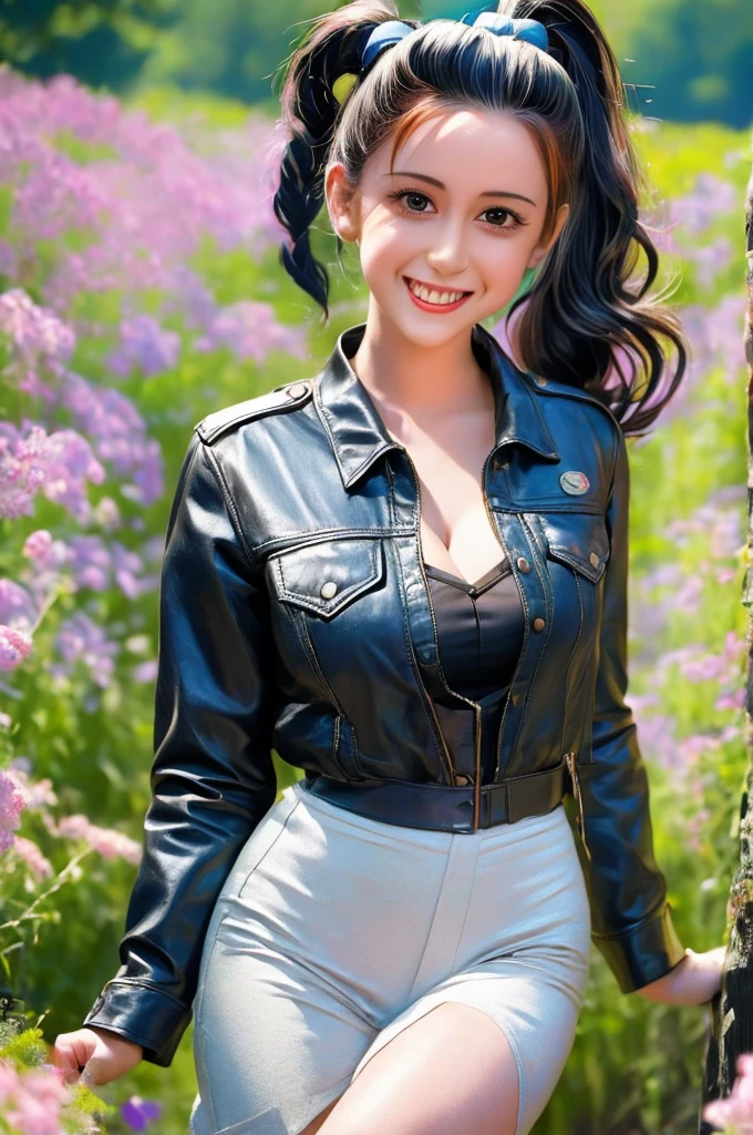 arafed photo of a woman with a ponytail and a jacket, a colorized photo by Albert Welti, flickr, op art, in her early 20s, 1 9 4 0 s haircut, in her early 3 0, 1940s, 1 9 4 0 s, young dolly parton, ww2 era, circa 1940s