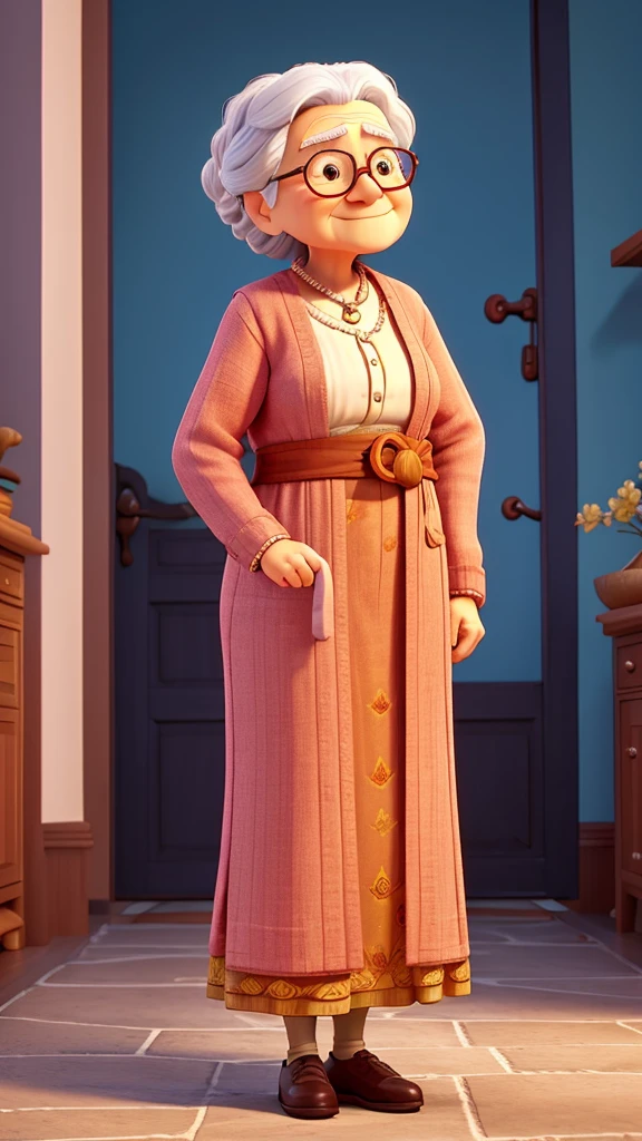 : The wise old woman in simple clothes.
: The rich man revealing her true identity.
Color Scheme: Bright and contrasting colors to attract attention.