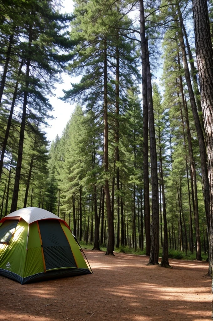 One Comfy tent. Camping area, woods