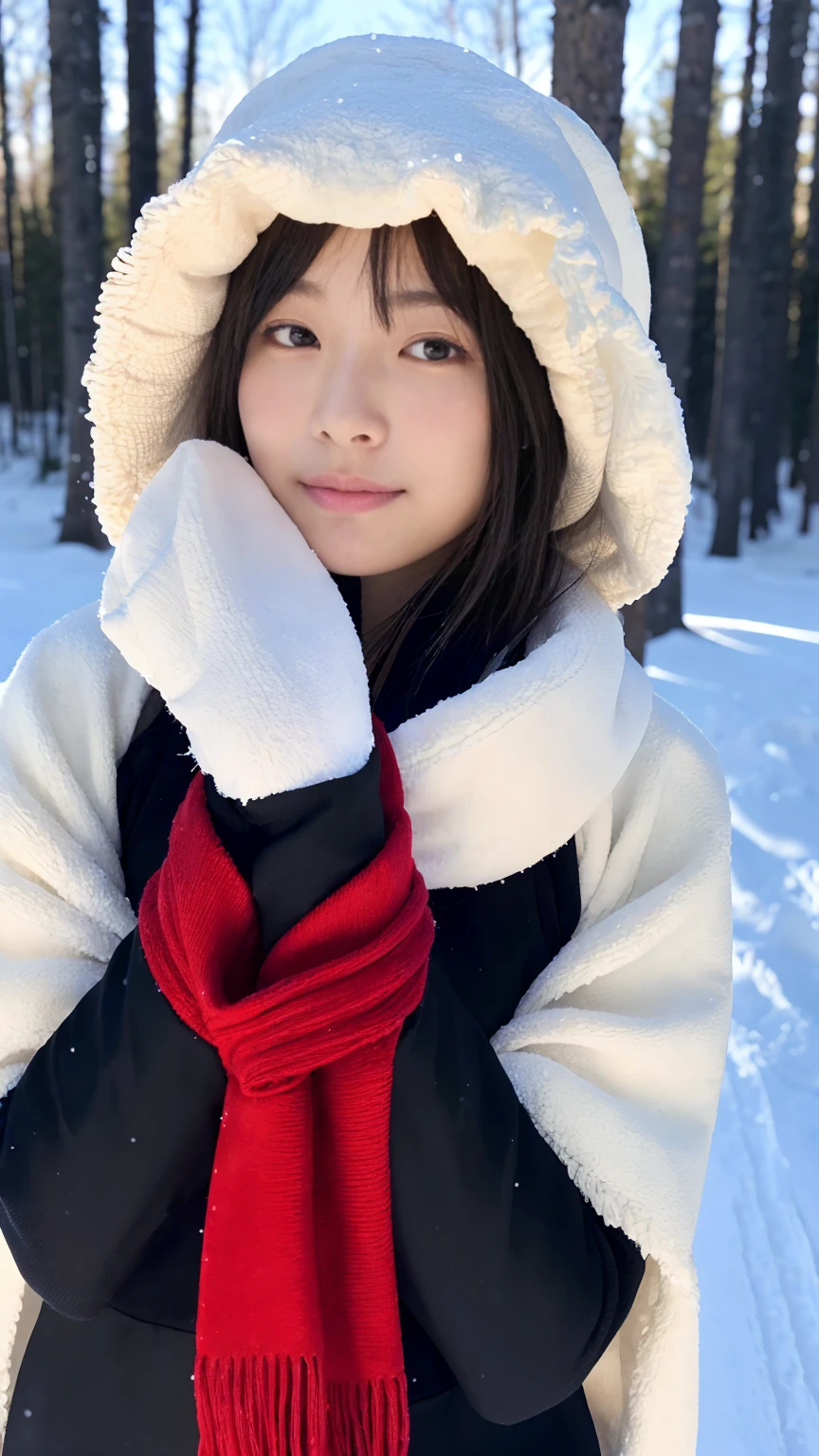 Super detailed, High resolution, Realistic, RAW Photos, ((Real person)), Detailed skin, (Delicate black eyes ), Soothing woman with droopy eyes, calm and calm, Mid-length hair, skinny, clothing, The wind is blowing, puppet、, Portrait Photography, photoRealistic, masterpiece, Highest quality, High resolution, 4K,Snow Mountain,Inclined surface,Beautiful Japan woman in bikini,Big Breasts,Wearing a bikini,He is wearing a blanket hat,I have gloves,(I have a muffler:1.1),Snowboarding,Snowfield,Detailed skin,(Wave both hands:1.1),(View your viewers:1.3),(Bikini Red:1.1),absolute_territory,(It&#39;s snowing:1.4),(Late at night:1.1),Moonlight,kind_smile,Warm Light,Distant bonfire,Starry Sky、Low Angle