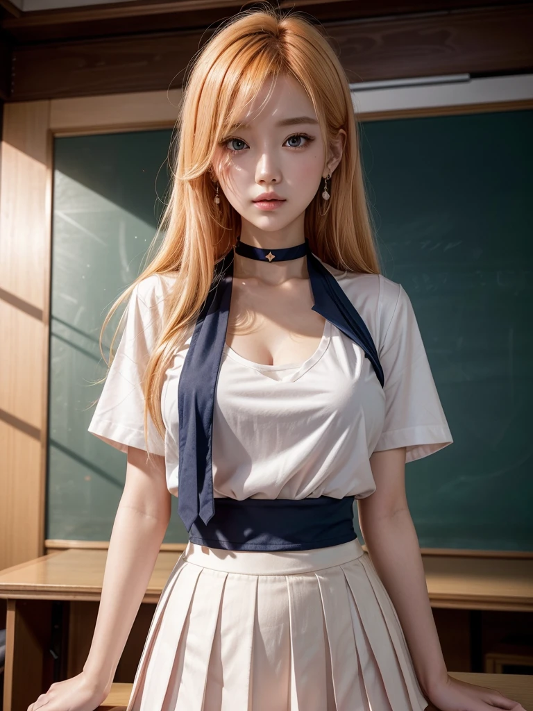 (((Russian))),,(((round face))),(((Beautiful woman))),(((big breasts))),(((school uniform))),(((white panties))),(((Lift up your skirt and show your panties))),(((Glossy skin))),(((expose the crotch))),(((high resolution))),(((masterpiece))),(((night))),(((Bedroom))),(((Standing on the bed))),(((show breasts))),(((open your legs))),(((Detailed depiction of the crotch))),.(((middle parted hair))),(((blonde hair))),(((straight hair))),(((show your forehead))),(((Forehead))),(((blush))),(((Gentle smile on the face))),(((blue eyes))),(((Big eyes))),(((live-action)))