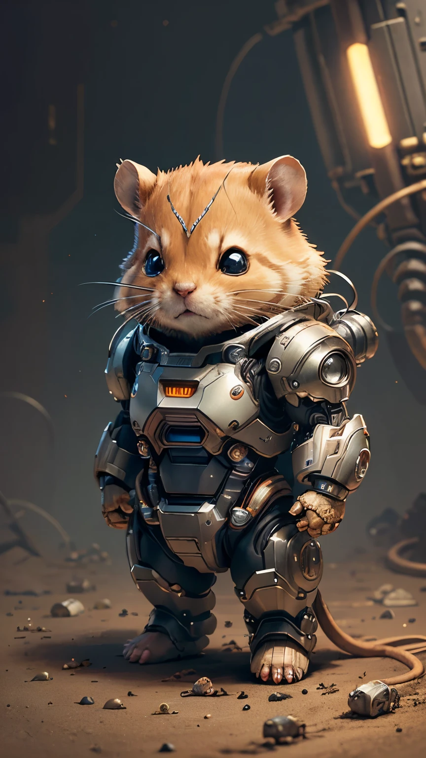 Cute hamster、(cyborg:1.1)、([Tailed|Detail Wire]:1.3)、(Intricate details)、Hmph、(Hyper Detail:1.2)、Cinema Lenses、Halo Shadow、central、Ghibli style background